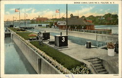 Barge Canal Lock No.3 Fulton, NY Postcard Postcard