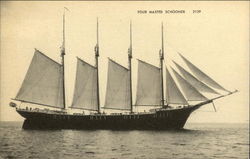 Four Masted Schooner Sailboats Postcard Postcard