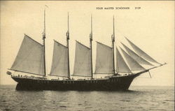 Four Masted Schooner Postcard