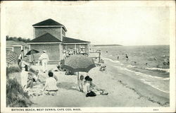 Bathing Beach West Dennis, MA Postcard Postcard