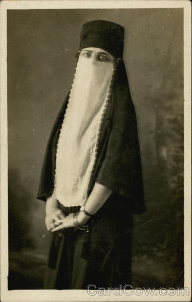 Young Woman With Full Face Covered Arab