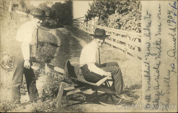 Two Men On Wheelbarrow Athens New York