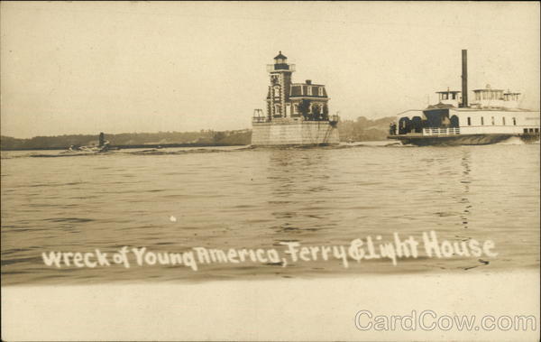 Wreck of Young America, Ferry & Light House Athens New York