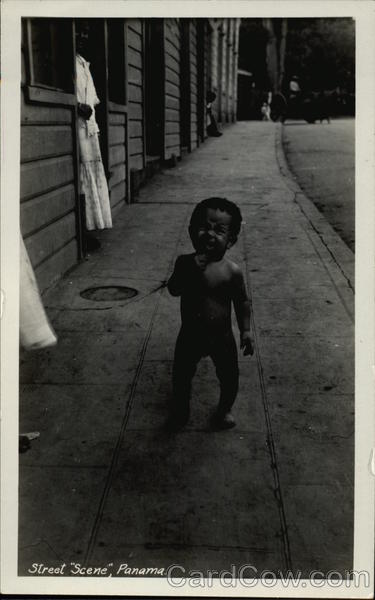 Street Scene, Black baby on sidewalk Panama