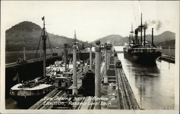 View Showing 30 Ft. Difference in Elevation, Panama Canal Lock