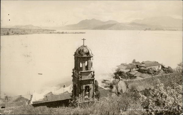 View of Water from Hill Above Town Patzcuaro Mexico