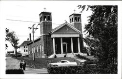 Catholic Church, Downtown Mayville Postcard