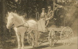 Two Men in Horse Drawn Wagon Horse-Drawn Postcard Postcard