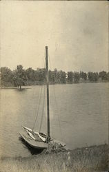 Sailboat at Shore, Lake Eara Libertyville, IL Postcard Postcard