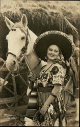 Mexican Woman with White Horse Postcard