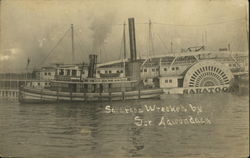 Saratoga Wrecked by Str. Adirondack Postcard