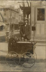 Man selling Roasted Peanuts from Cart, 1900 Postcard