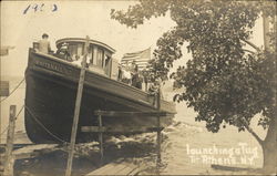 Launching a Tug Postcard