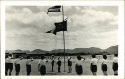 Girl Scouts saluting flag - Camp LaJita Utopia, TX Postcard Postcard