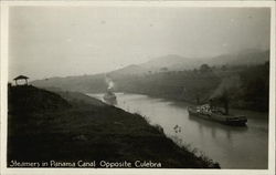 Steamers in Panama Canal Opposite Culebra Postcard