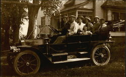 Seven People in Touring Car Postcard