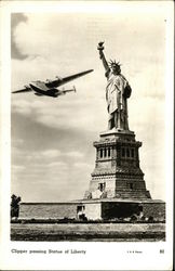 Clipper passing Statue of Liberty Postcard
