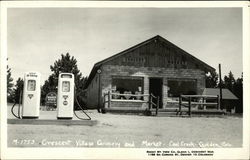 Crescent Village Grocery and Market, Cool Creek - Conoco Gas Pumps Postcard