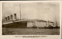 The S.S. Olympic Leaving Belfast for Liverpool The World's Biggest Ship Postcard