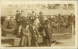 Group of Sightseers Riding in Open-Air Touring Car Postcard