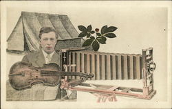 Tent, Man, Violin, Camera Tent, Man, Violin, Camera