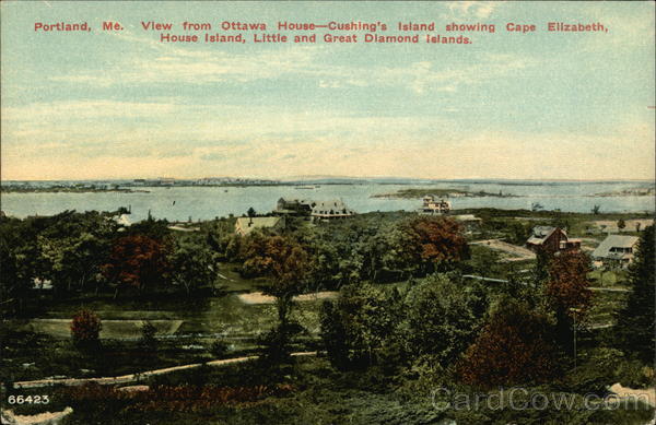 View from Ottawa House - Cushing's Island Showing Cape Elizabeth, House Island, Little and Great Portland