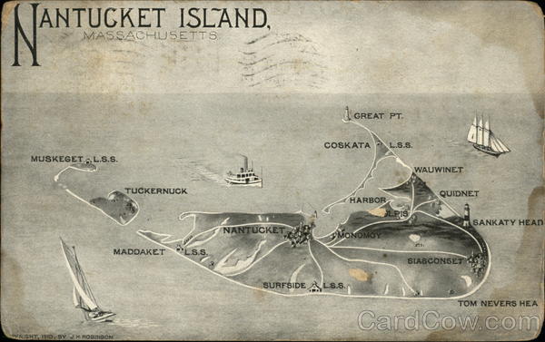 Map of Nantucket Island Massachusetts