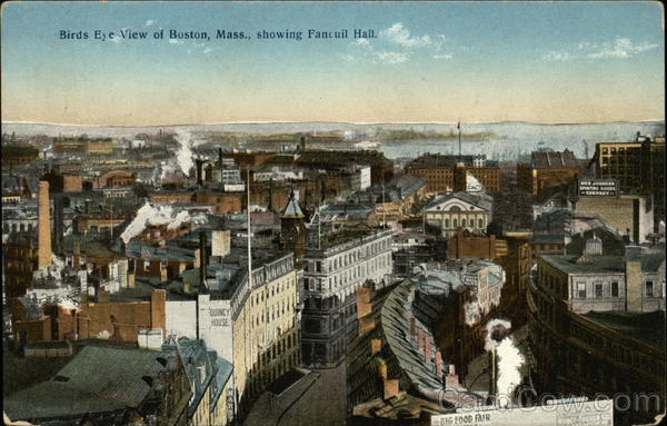 Bird's Eye View showing Faneuil Hall Boston Massachusetts