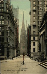 Wall Street & Trinity Church New York, NY Postcard Postcard