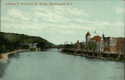 Looking North from Court Street Bridge Binghamton, NY Postcard Postcard
