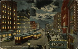 Main Street Looking North by Night Postcard