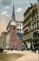 Old South Church & Washington St Boston, MA Postcard Postcard