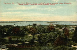 View from Ottawa House - Cushing's Island Showing Cape Elizabeth, House Island, Little and Great Portland, ME Postcard Postcard