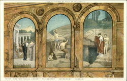 Boston Public Library "Philosophy" "Astronomy" "History" Postcard