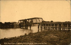 Northern Electric R.R. Bridge Marysville, CA Postcard Postcard