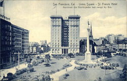 Union Square & St. Francis Hotel Postcard