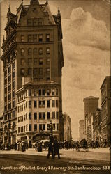 Junction of Market, Geary & Kearney Streets Postcard