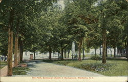 The Park with Episcopal Church in Background Sherburne, NY Postcard Postcard