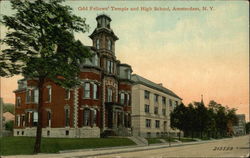 Odd Fellows' Temple and High School Amsterdam, NY Postcard Postcard