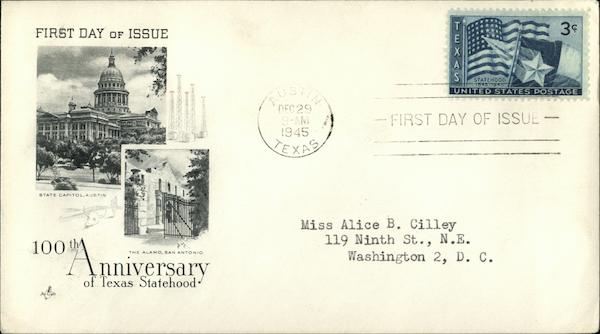 First Day of Issue, 100th Anniversary of Texas Statehood