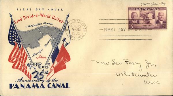 25th Anniversary of the Panama Canal, 1914-1939, First Day Cover, Land Divided-World United