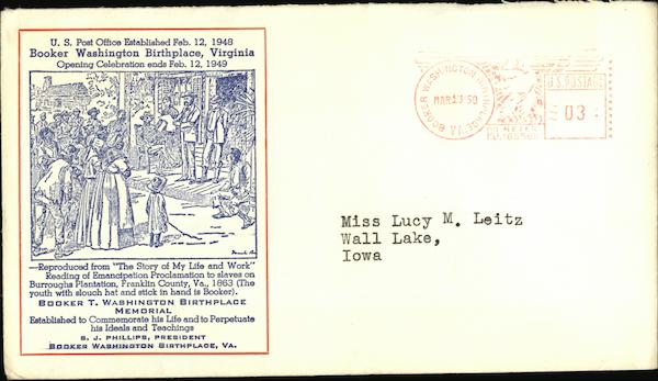 U.S. Post Office Established Feb. 12, 1948 Booker Washington Birthplace, Virginia