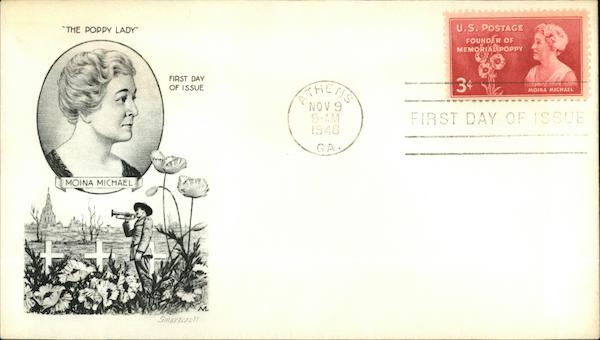 The Poppy Lady, Moina Michael, First Day of Issue First Day Covers