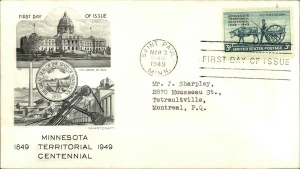 First Day of Issue, 1849 1949 Minnesota Territorial Centennial