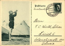 Boy Scout Blowing Bugle Postcard