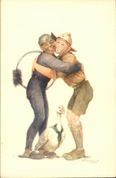 Boy Scout Hugs Boy in Grey Outfit Postcard