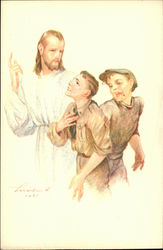 Boy Scout Talks to Jesus Postcard