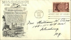 Sesqui-Centennial Territory of Mississippi 1798 1948 First Day Cover