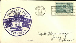 Prairidrama, Waterloo, Iowa, Centennial, 1854-1954 June 20-26 First Day Cover