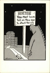 Notice You Must be as Tall as This Sign to Attack the City, The Far Side